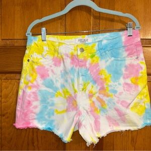 Judy Blue Women's Tie-Dye High Rise Raw Hem Shorts Sz XL-EUC